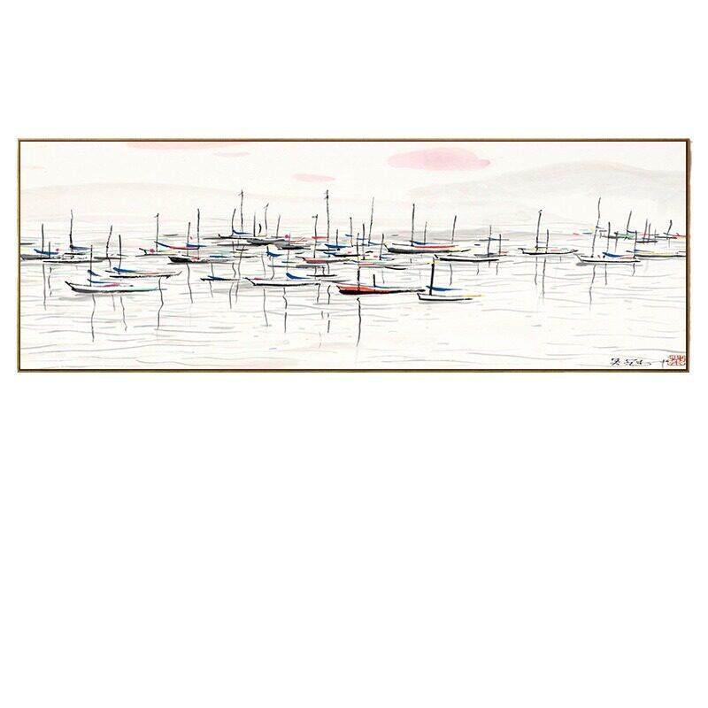 吴冠中中式客厅装饰画水墨山水画书房茶室背景墙壁画酒店客房挂画