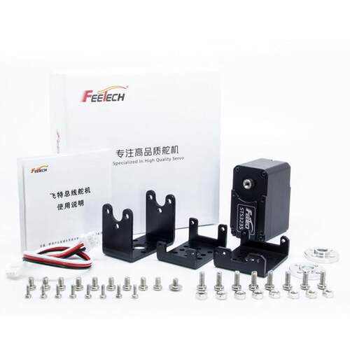 飞特12V全金属30KG扭力360度可连续转双轴STS3235机器人串口舵机