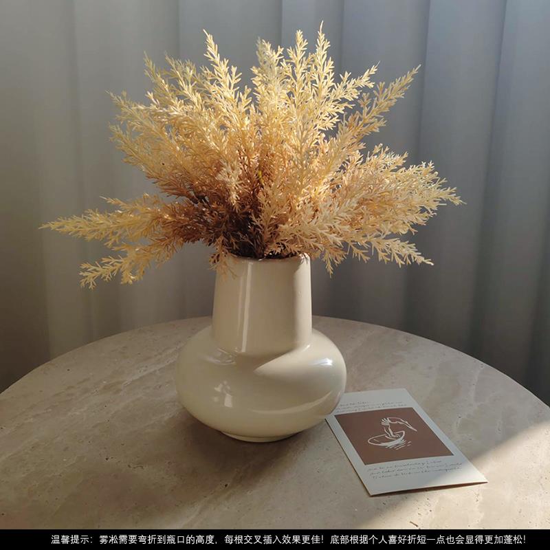 高档态活北欧奢小轻众圆肚陶瓷花瓶花束风摆生件家居装饰仿真花插