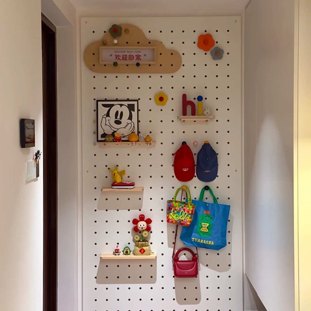 实木洞洞板壁挂式收纳架可DIY玄关客厅收纳置物架简约木质洞洞板