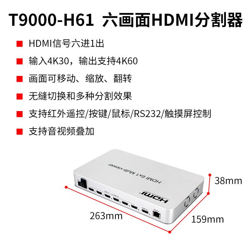 同三维hdmi画面分割器四、八进一出画面合成拼接分屏盒T9000