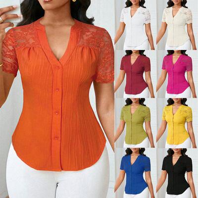 Women's Solid Color Simple Commuter Casual Fitted Shirt