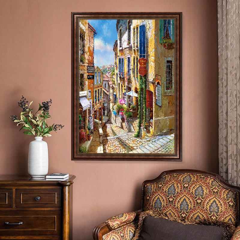 巴黎街道式玄关装风饰画美式景餐油画客厅厅挂画走廊过道LFF壁欧