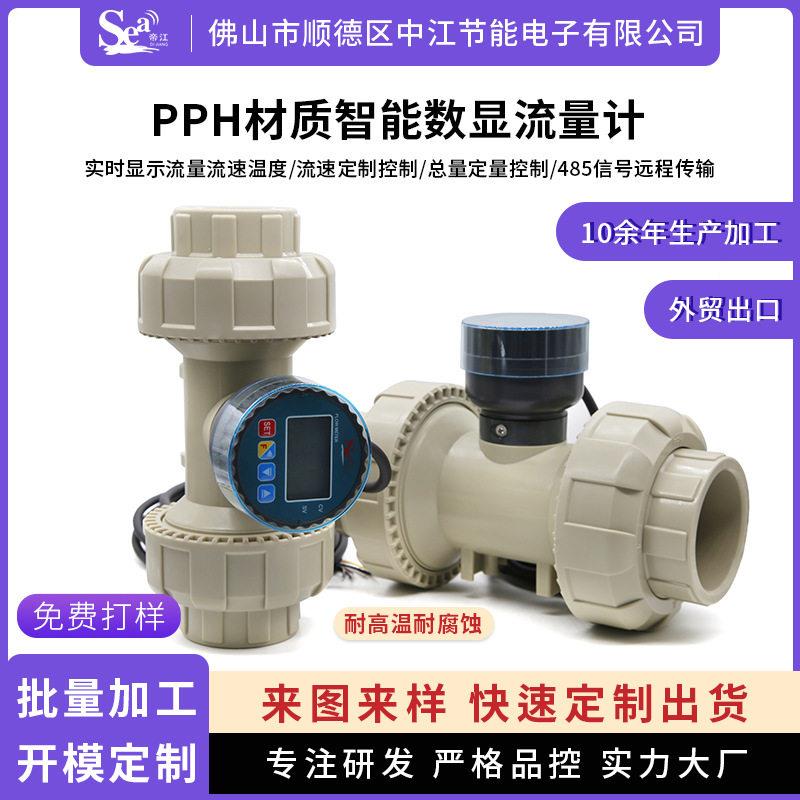 智能数显水流量计485传输大管径液体管道水流量传感器PPH耐酸