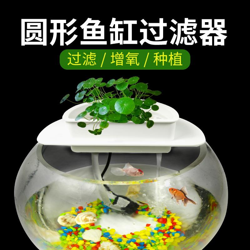 圆形鱼缸过滤器滴流盒增氧小型圆缸外置循环净水器抽水换水