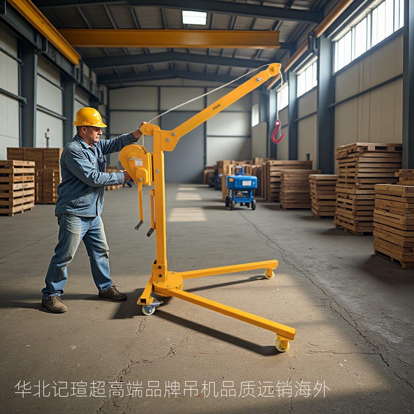 移动可携式可折叠小吊机手动起重家用手摇卷扬机升降机装车搬运吊图片