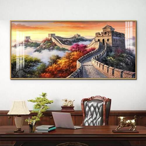 中ZX-KT-00式鸿大运当头挂客厅装壁饰画山水沙发背景墙画横版办公