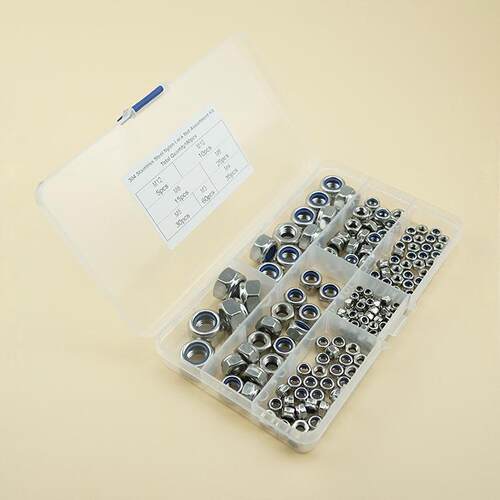 180pcs M3 M4 M5 M6 M8 M10 M12 不锈钢304尼龙自锁螺母组合套装