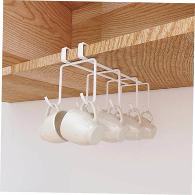 8 Hooks Mug Coffee Cup Under Shelf Metal Hanger Storage Rack