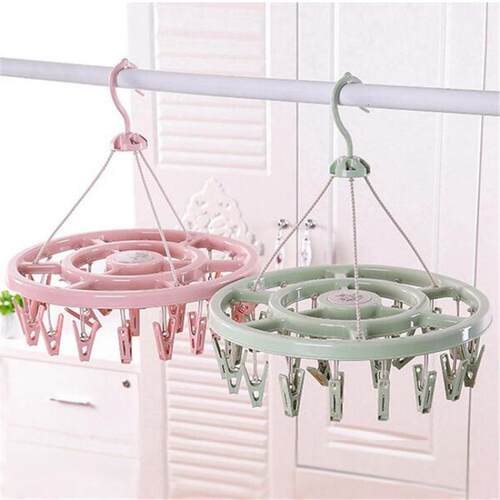 Multifunctional Home Clothes Hanger with Windproof Clips, Ro