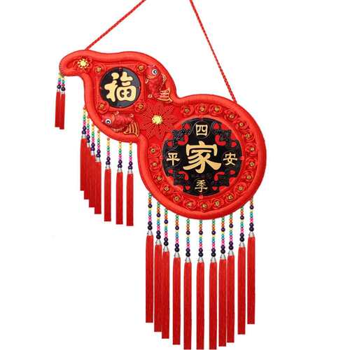 中国结福禄葫芦桃木结挂件客厅福字玄关乔迁新房家居装饰墙上玄关