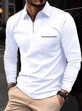 Men's pocket long sleeved pullover sweater top