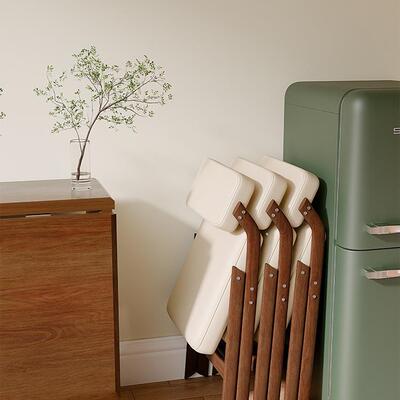 可折叠椅子家用靠背舒服久坐靠椅可叠放凳子省空间复古实木色餐椅