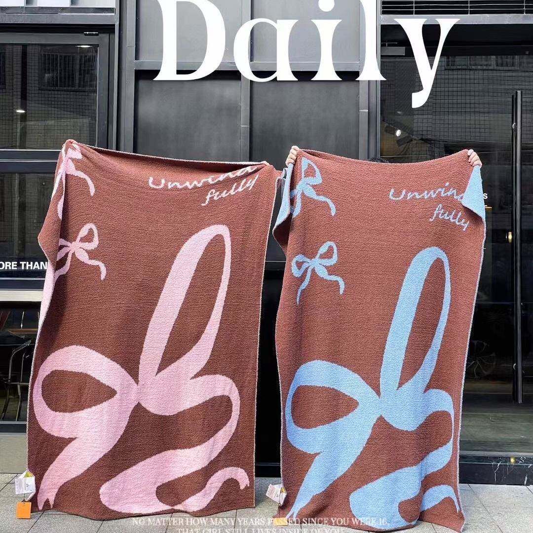 韩系针织半边绒毛毯双面复古毯 柔软保暖可爱沙发毯女神毯办公室