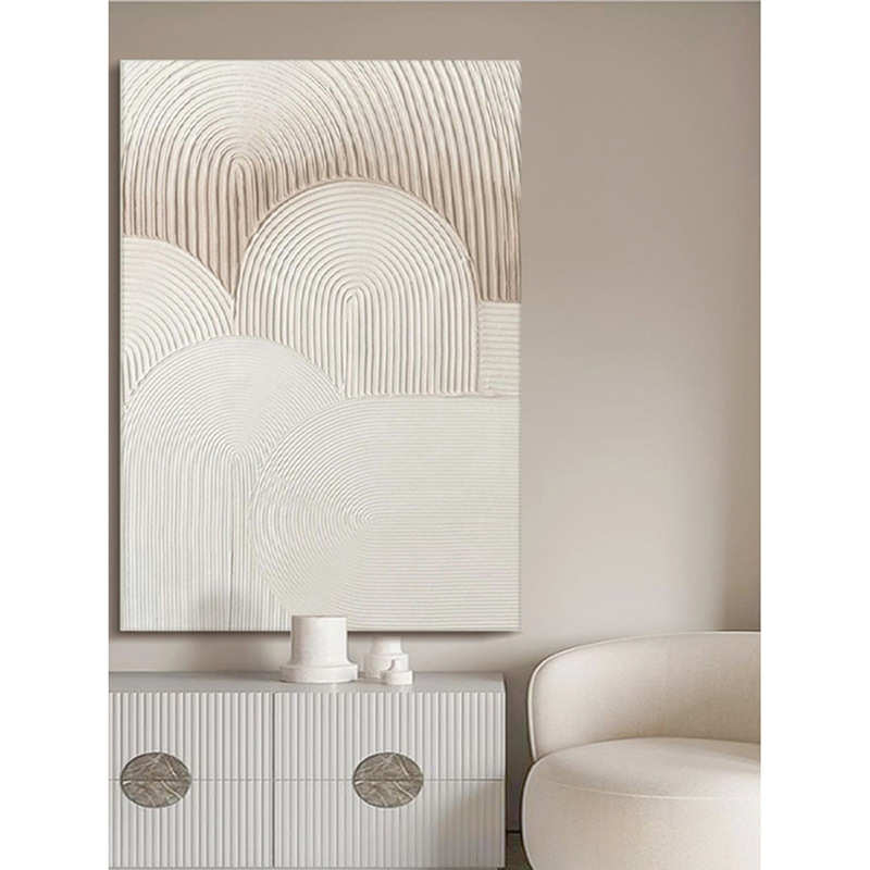 现代简约玄关白色客厅沙发背景墙奶油风竖版无框极简简约装饰挂画