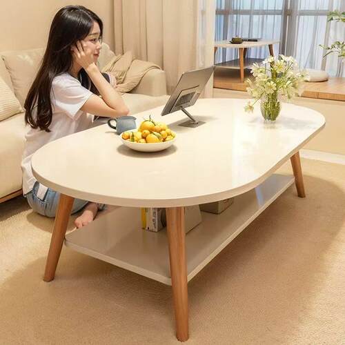 茶几客厅家用小户型桌子现代简约出租屋卧室创意极简风实木腿茶桌
