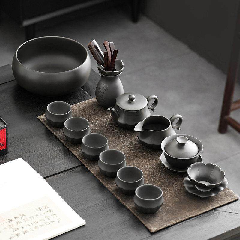 紫砂功夫茶具套组覆古陶瓷茶壶家用办公会客轻奢高档礼品整套