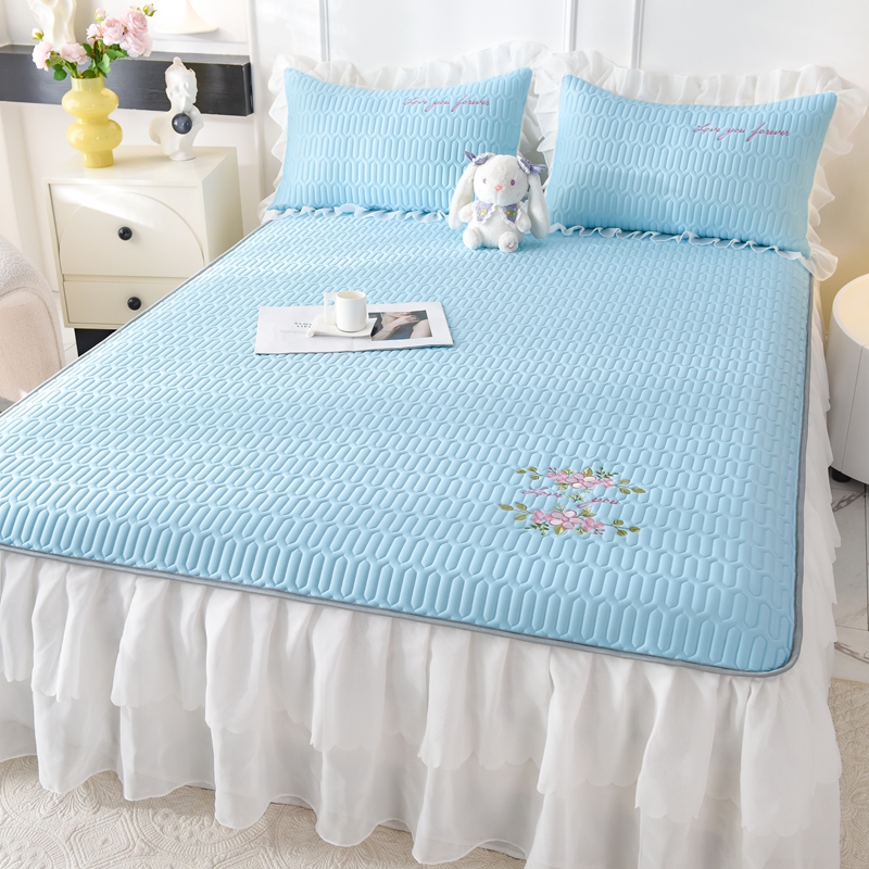 乳胶凉席床裙款三件套凉感冰丝席可折叠裸睡软席子单双人家用夏季