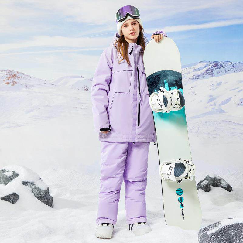 新潮纯色滑雪服女男套装防风保暖防寒加厚单双板滑雪衣裤装备大码