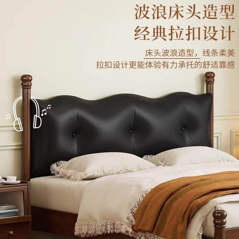 中古风实法木床现代1001简1.8M双约人床复古式床软包主卧小美户型