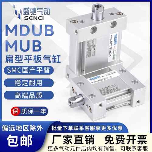 MUB扁型平板式气缸MDUB椭圆形活塞杆不旋转25/32/40/50/63带磁