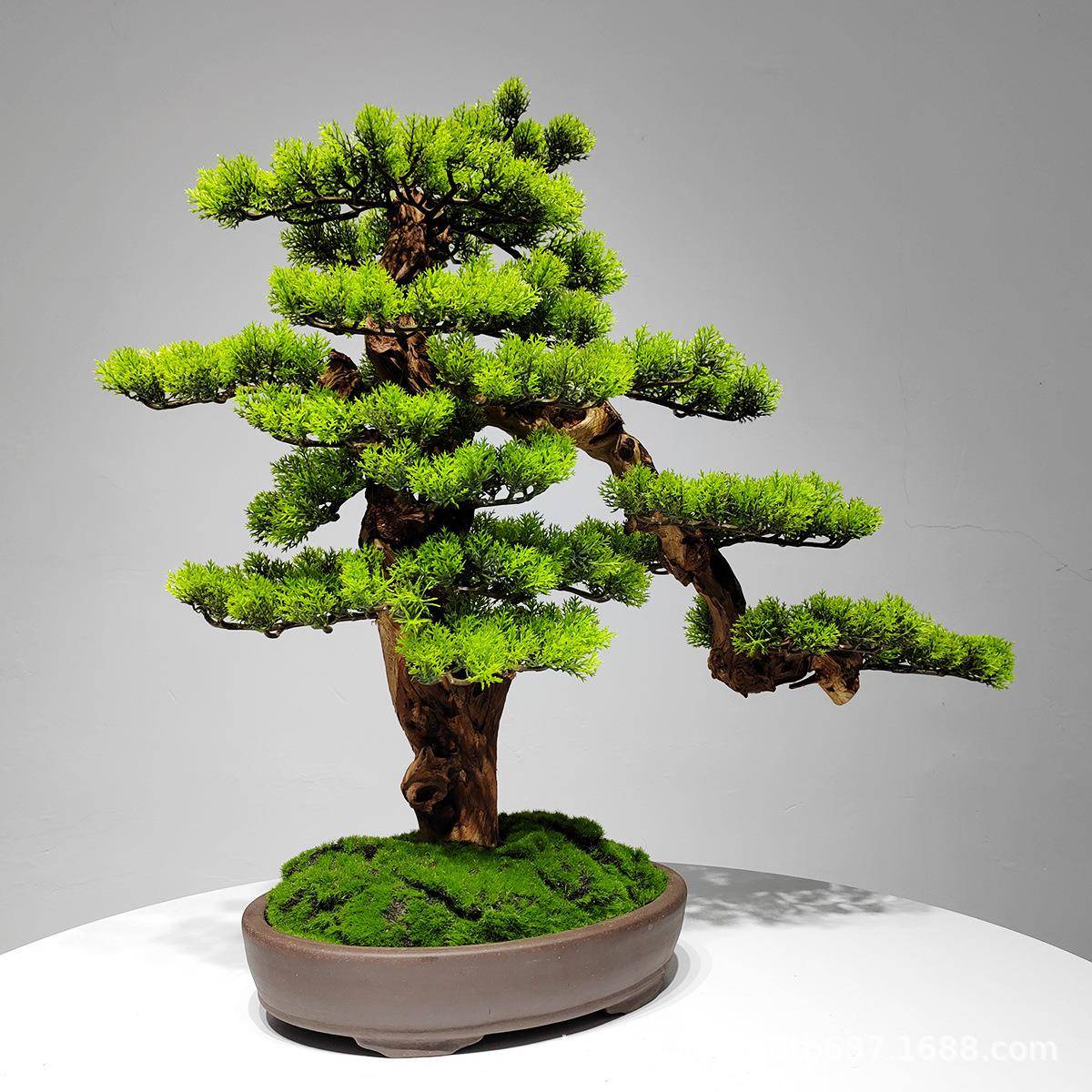 新中式迎客松盆景仿真松树盆栽假树客厅玄关室内装饰造景禅意摆件