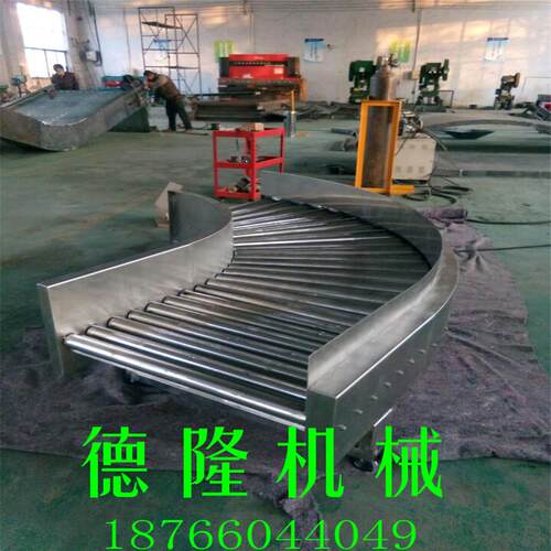 90度转弯输送机包胶托辊辊筒流水线无动力不锈钢滚筒传送带