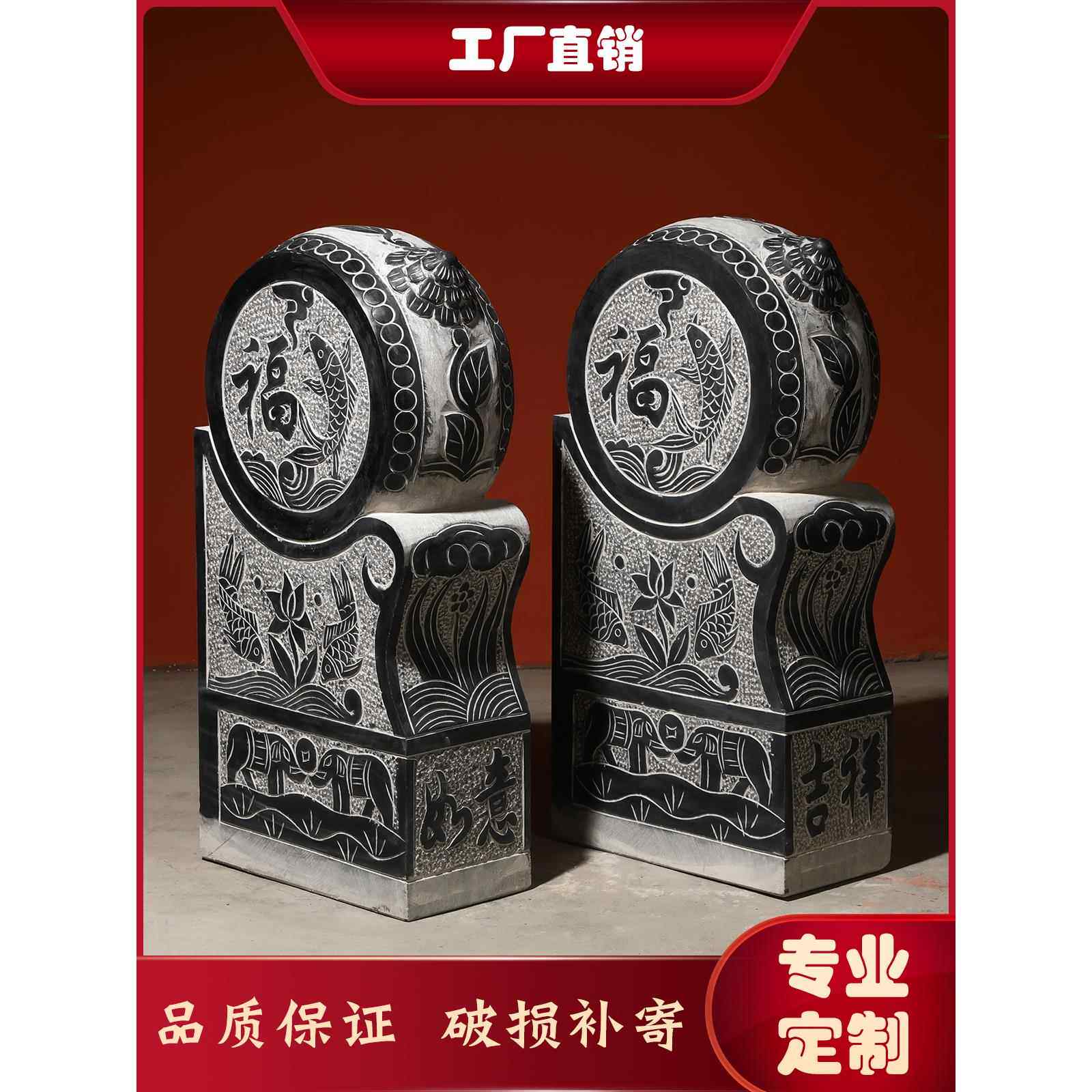 门墩 石雕抱鼓石彷古青石做旧石狮子麒麟门档门口庭院天然石材