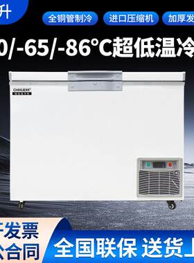 驰雪超低温冰箱零下60度288升商用海鲜深冷柜-80度实验室冷冻卧柜