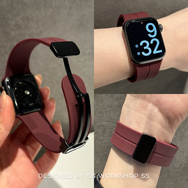 卡素磁吸硅胶iwatch表带夏7小众8适用苹果applewatch女高级感