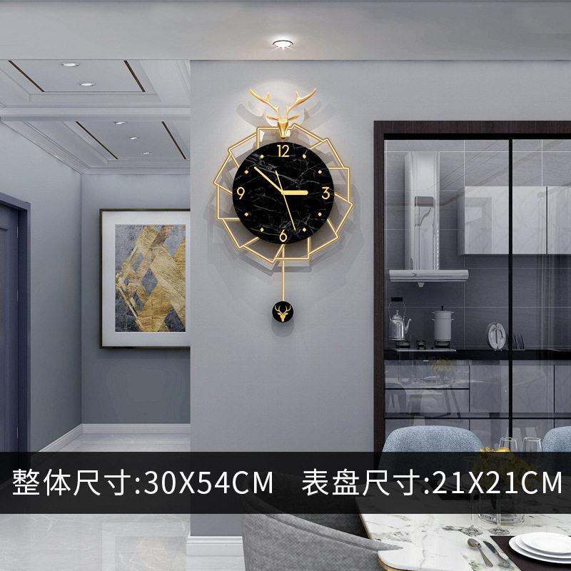 北欧现代轻奢钟表客厅创意鹿头挂钟家居装饰时钟装饰家用挂表静音