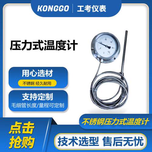 液体压力式温度计气体不锈钢电接点毛细管指针数显蒸汽
