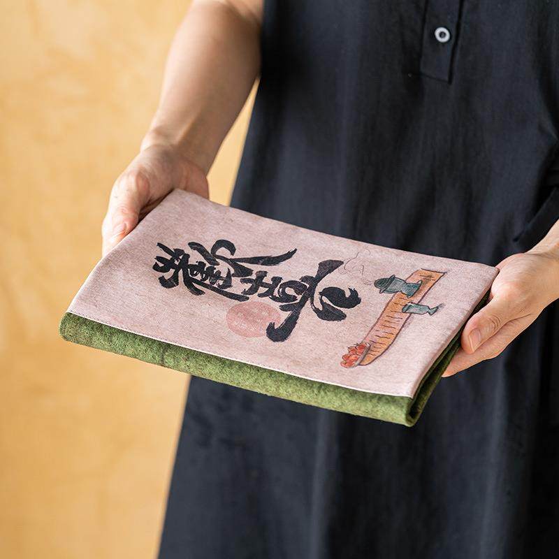 中式帆复古布书法茶席桌旗轻奢茶室茶道件XY-AA000单茶人干泡布配