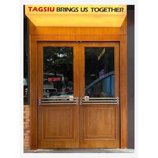 简约不锈钢木门拉手明装店铺对开门长把手美式酒吧大门推拉圆手柄