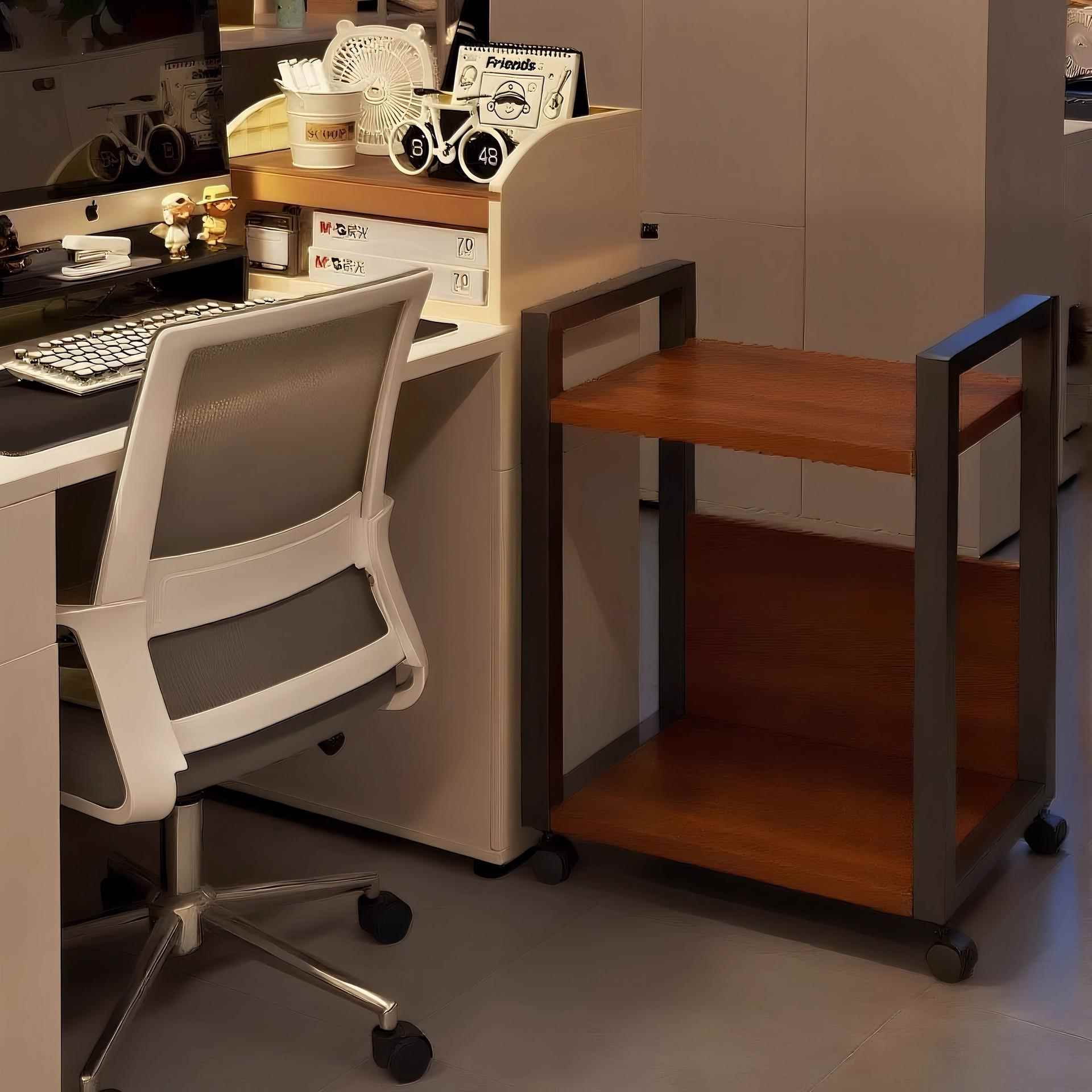 办公室打印机置物架可移动小型收纳柜多层电脑主机复印机整理架子