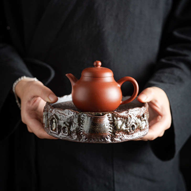 九匠风 老岩泥壶承 陶瓷功夫茶具茶承蓄水盘创意茶道配件干泡盘