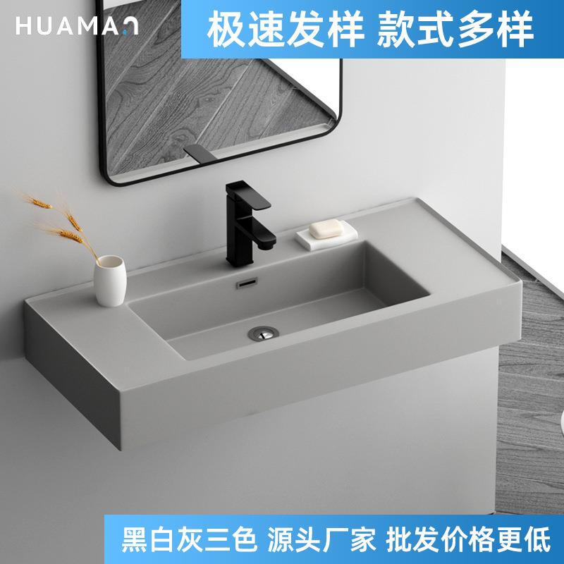 厂家现货卫生间浴室柜家用台盆一体洗手台薄边洗脸池人造石一体盆