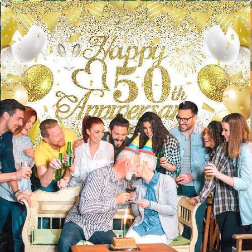 Happy 50th Anniversary Banner Cheers to 50 Years Party