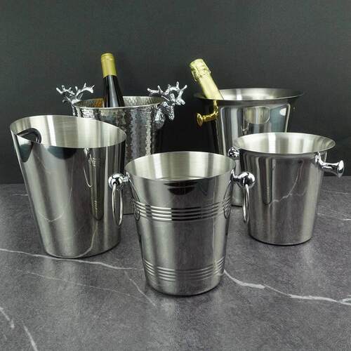 加厚不锈钢冰桶啤酒冰镇桶酒吧KTV冰粒桶红酒桶豪华双耳冰块桶5L