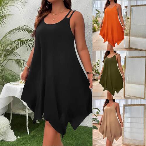 Color Tank Dress Casual Sleeveless Lounge Daily Wear