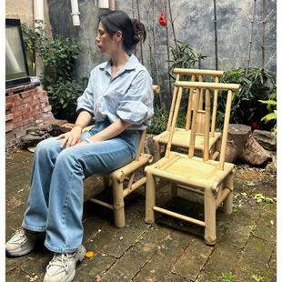 老式 传统竹合编椅家用REM庭休院竹桌竹椅户外闲围炉煮茶餐竹桌组