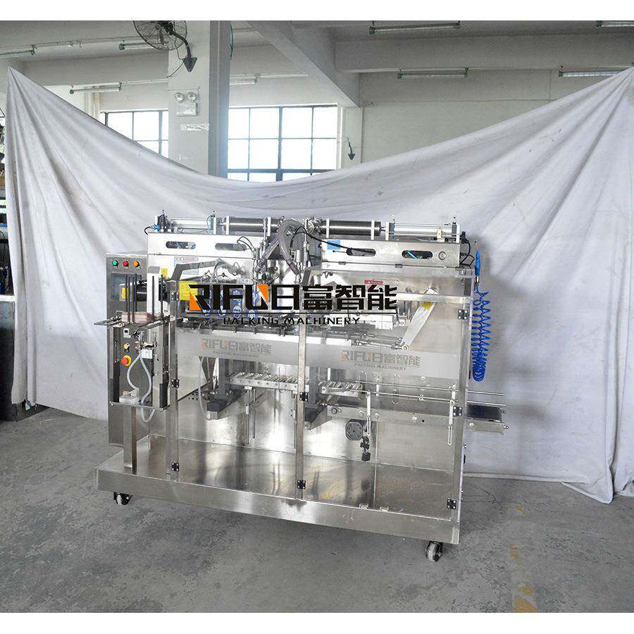 全自动双工位灌装水平给袋机洗衣液灌装封口机成品袋包装机厂家