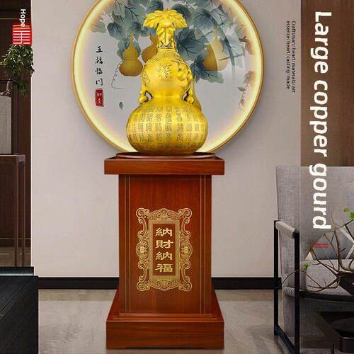 采购产品客厅大铜葫芦装饰品，高雅财富，空心开口，百富铜葫芦地