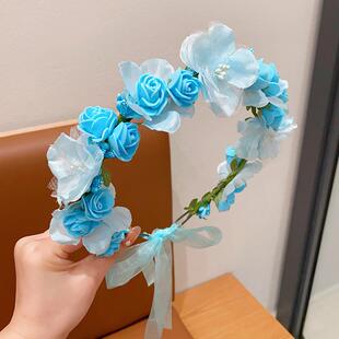 儿童花环头饰发箍女童夏季 森系簪花配裙子花朵头箍马面裙头花发饰