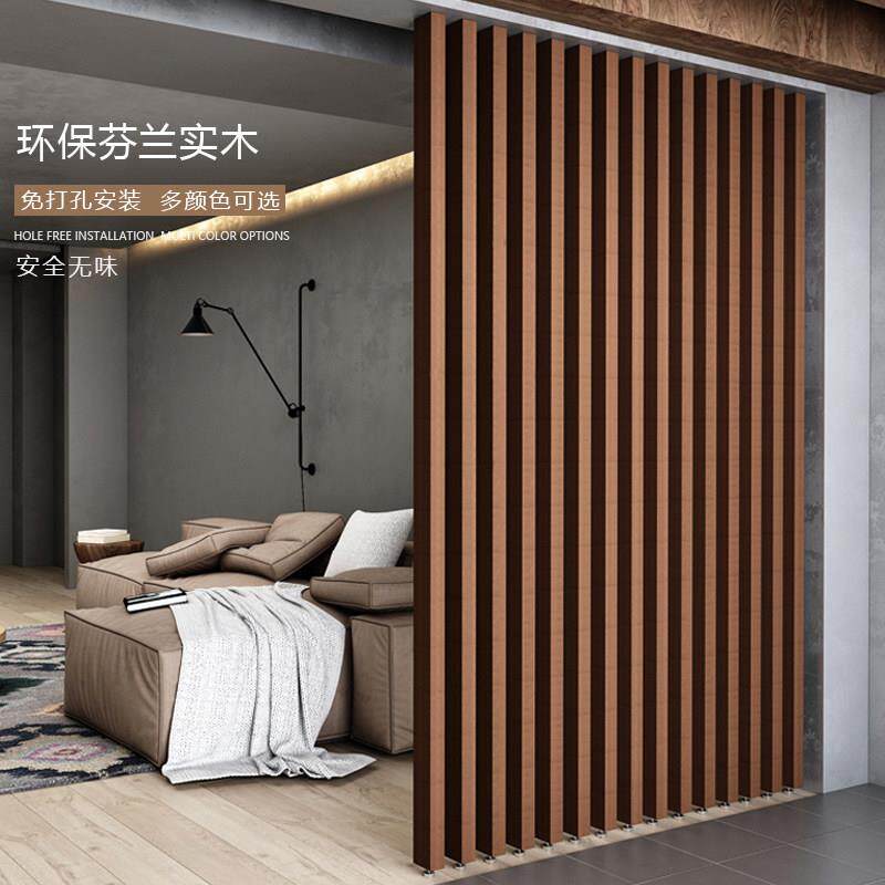 实木条屏风玄关隔断免打孔适用卧室与客厅可客制尺寸松木简约风格
