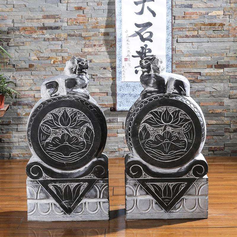 石雕门墩狮子青石抱鼓石仿古门口石鼓成对厂家现货出售做旧仿