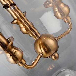 D004乡村创意工个性 客厅灯餐厅灯蜡烛灯业 玻小吊灯吊MLD 圆形美式