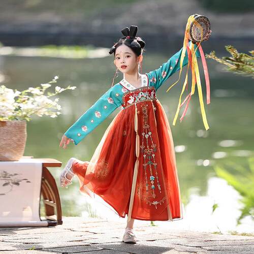 中国风儿童汉服女童洋装大唐公主童装超仙女宝宝唐装演出服古装