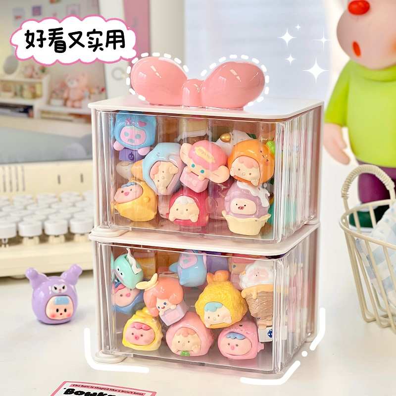 萌粒收纳盒壁挂桌面两用透明展示架防尘展示盒摆件周边展示柜盒子