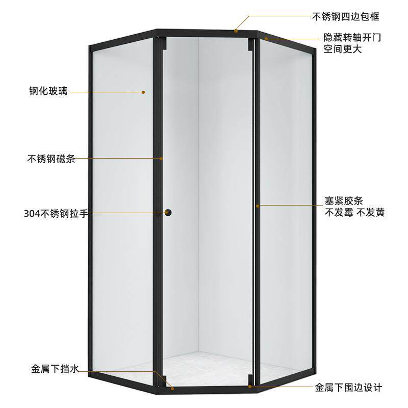 浴钻石型淋房干湿分离玻浴门卫生间整体浴室隔断简约家用506璃淋